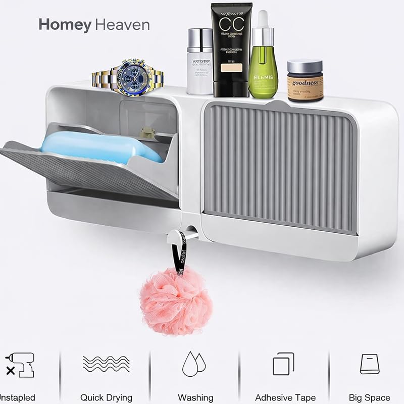 Wall Mounted Clamshell Soap Holder with Cover