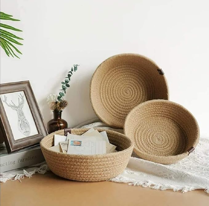 Handwoven Jute Storage Basket Set (Pack of 3)