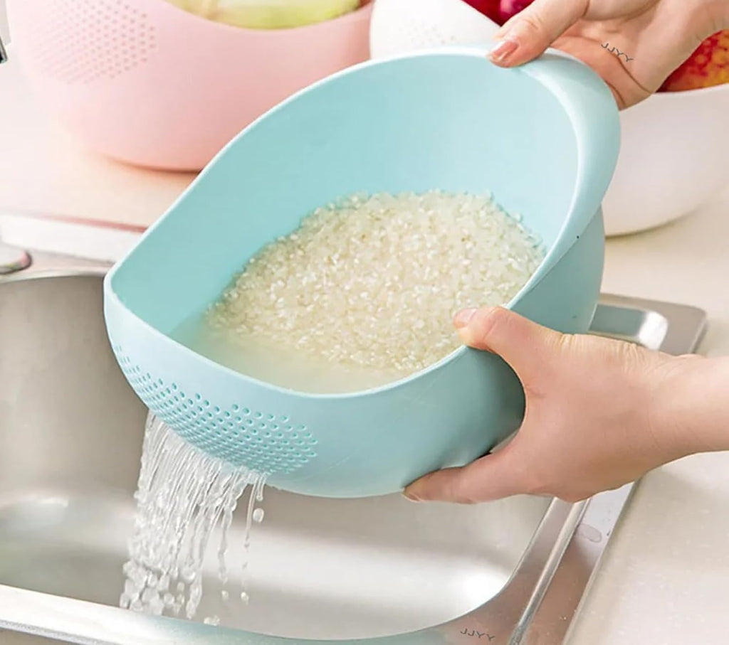 Rice, Fruits, Vegetable Washing Bowl and Strainer