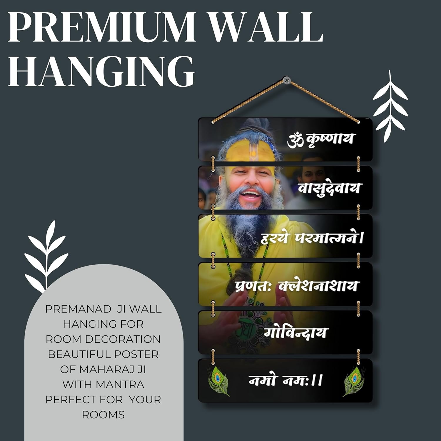 Premium Premanand Ji Maharaj Spiritual Wall Hanging