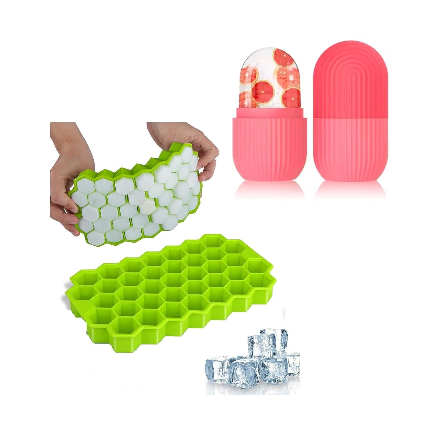 Facial Ice Roller & Silicone Ice Cube Tray Set