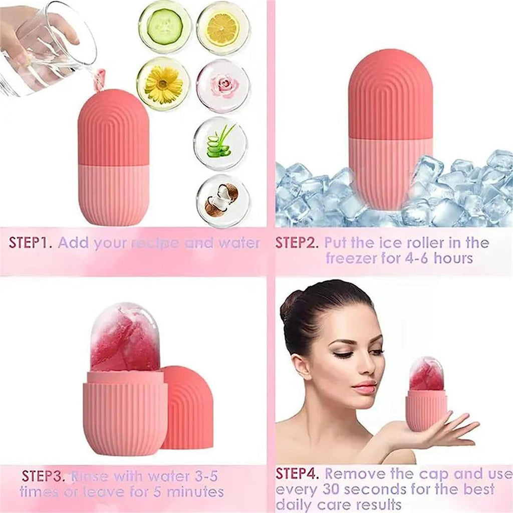 Facial Ice Roller & Silicone Ice Cube Tray Set