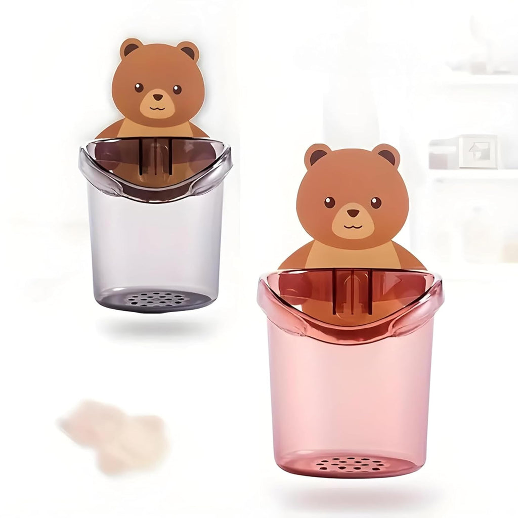 Teddy Bear Self-Adhesive Toothbrush Holder Set of 3
