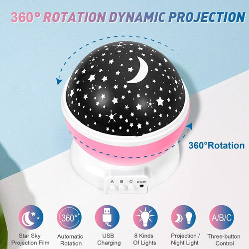 360° Rotating Galaxy Star Projector Night Lamp with USB Power
