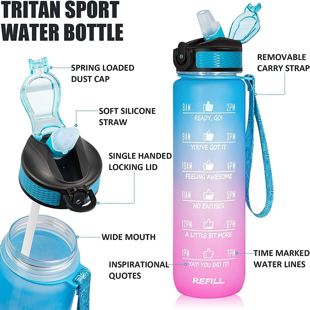 1L Motivational Time Marker Water Bottle