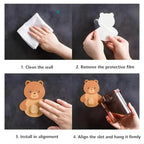 Teddy Bear Self-Adhesive Toothbrush Holder Set of 3