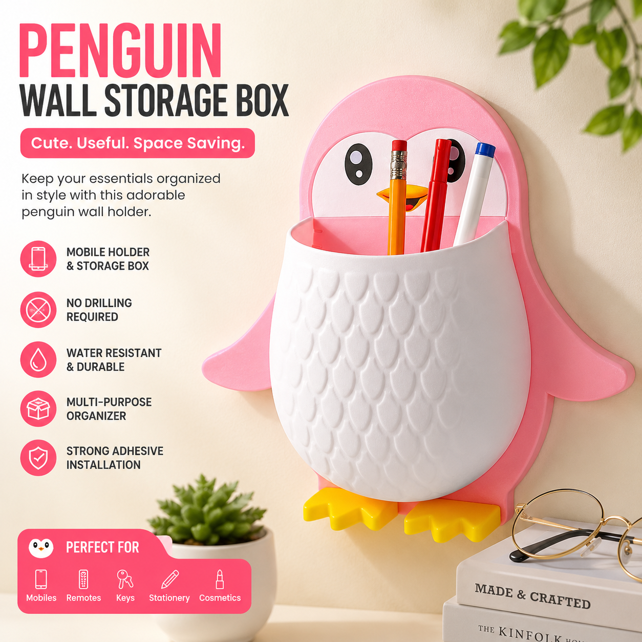 Penguin Wall-Mounted Storage Box