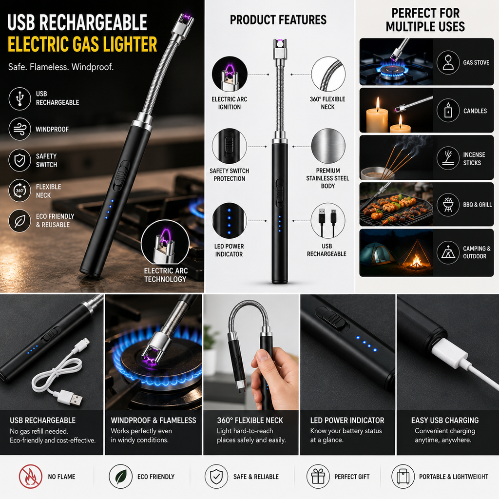 USB Rechargeable Electric Gas Lighter