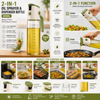 Oil Sprayer & Dispenser Bottle for Kitchen - 500ml 2-in-1