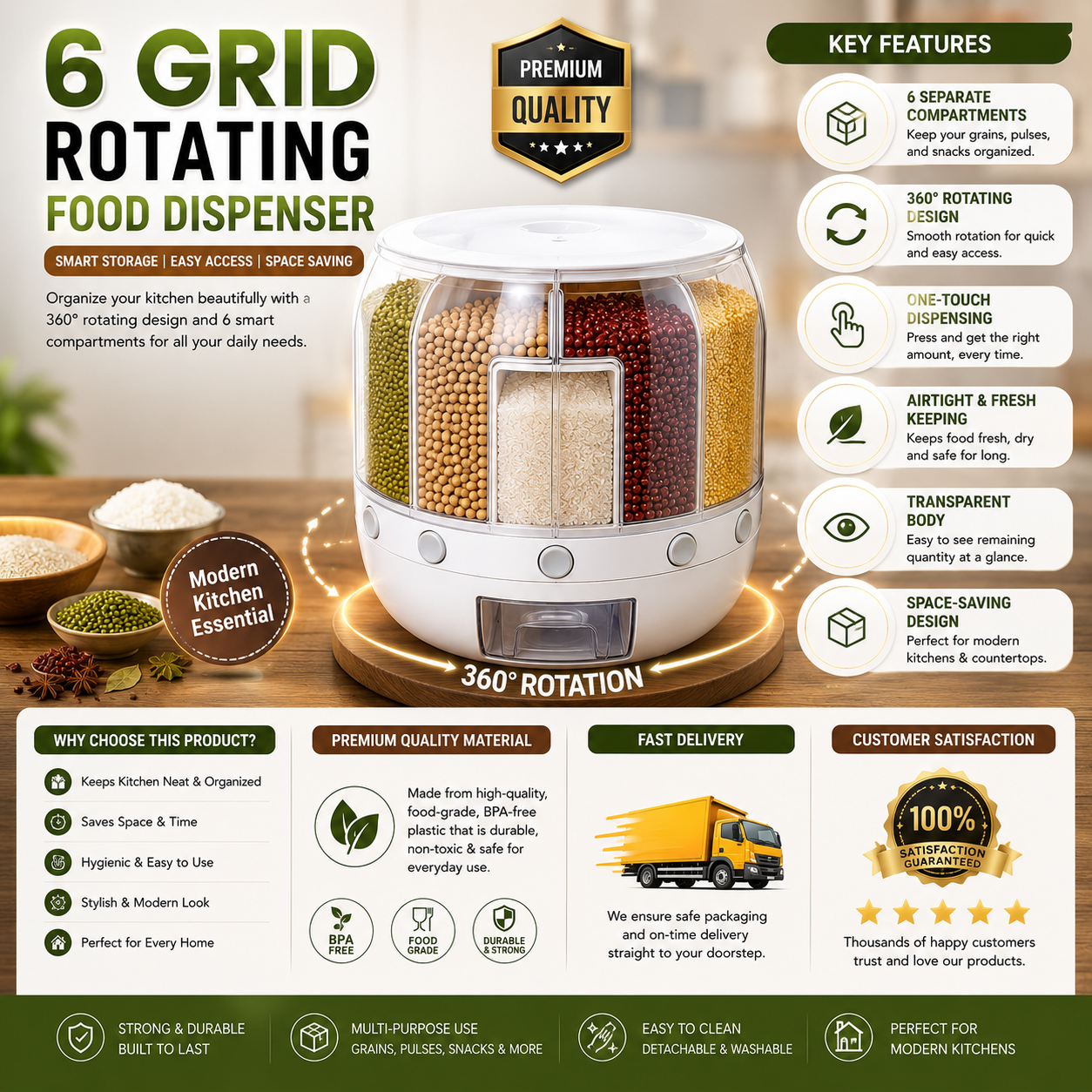 6 Grid Rotating Food Dispenser