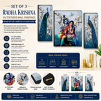Radha Krishna UV Textured Wall Painting Set of 3