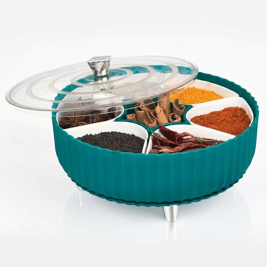 Rotating Masala Dabba Organizer with Airtight Containers