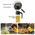 Oil Sprayer & Dispenser Bottle for Kitchen - 500ml 2-in-1