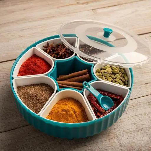 Rotating Masala Dabba Organizer with Airtight Containers